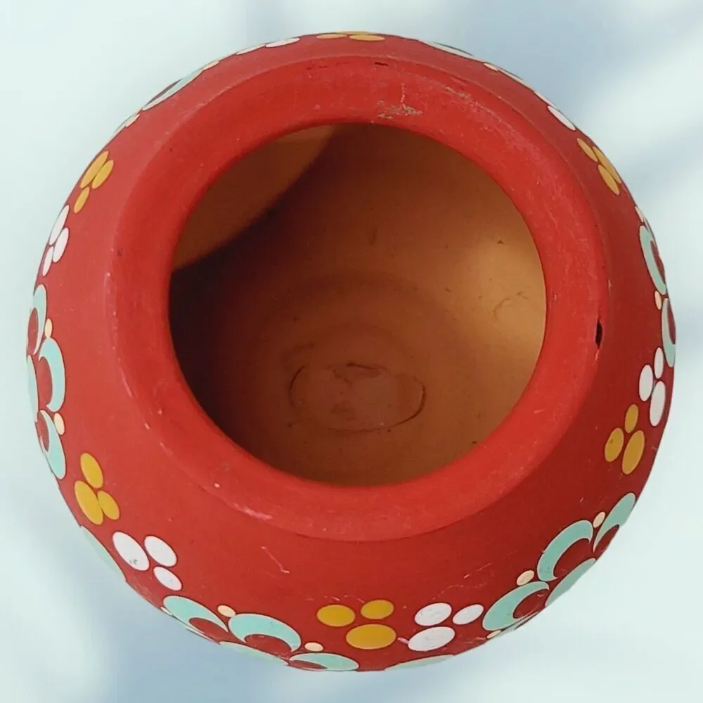 Small Vintage Ceramic Candle‎ Holder Hand Painted Flowers